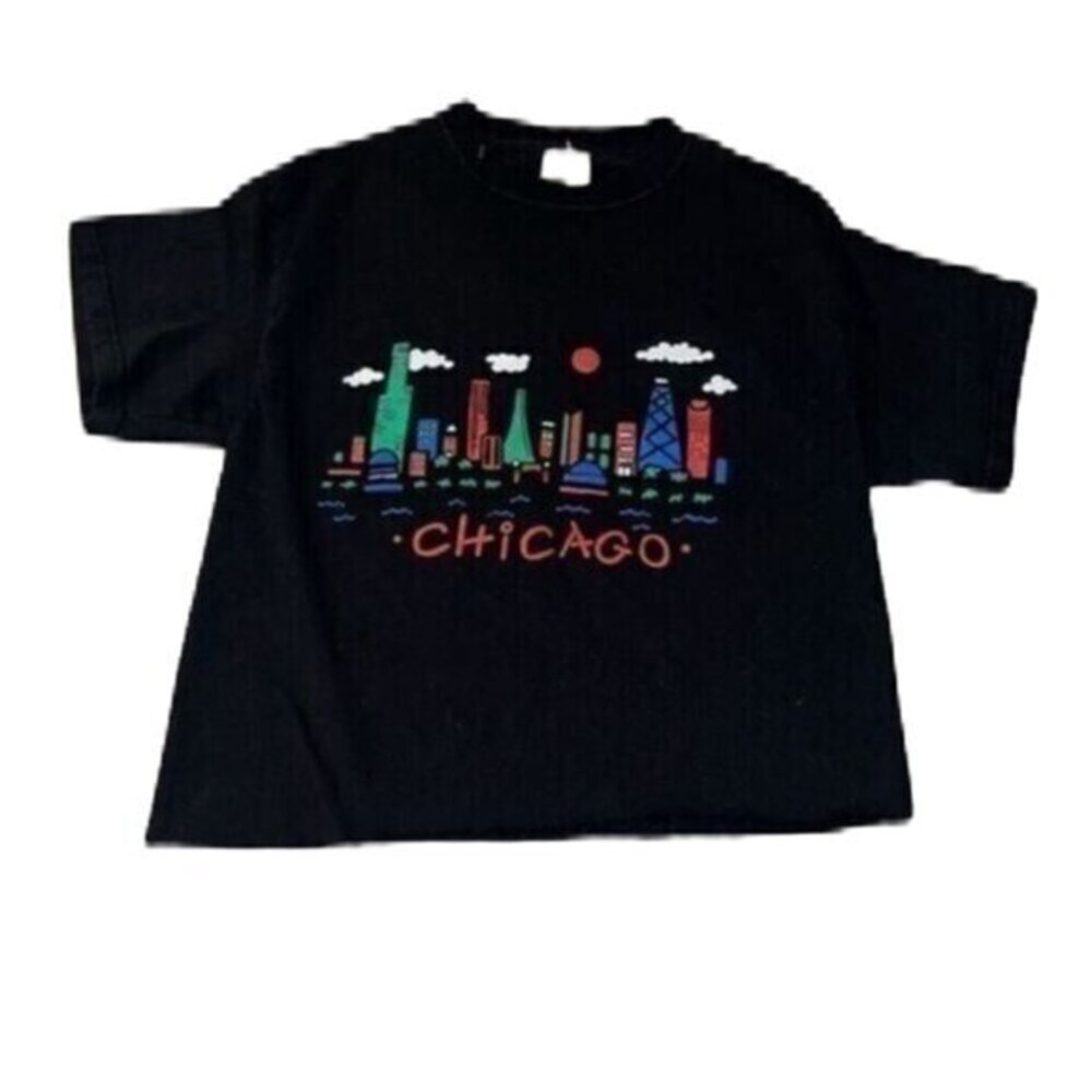Women’s Graphic Chicago Chi Town Black Short Sleeve Crop Top Tee